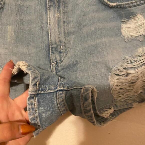 Tularosa Emma Santorini Braided Belt Distressed Denim High Rise Shorts Size 28 - Picture 7 of 15